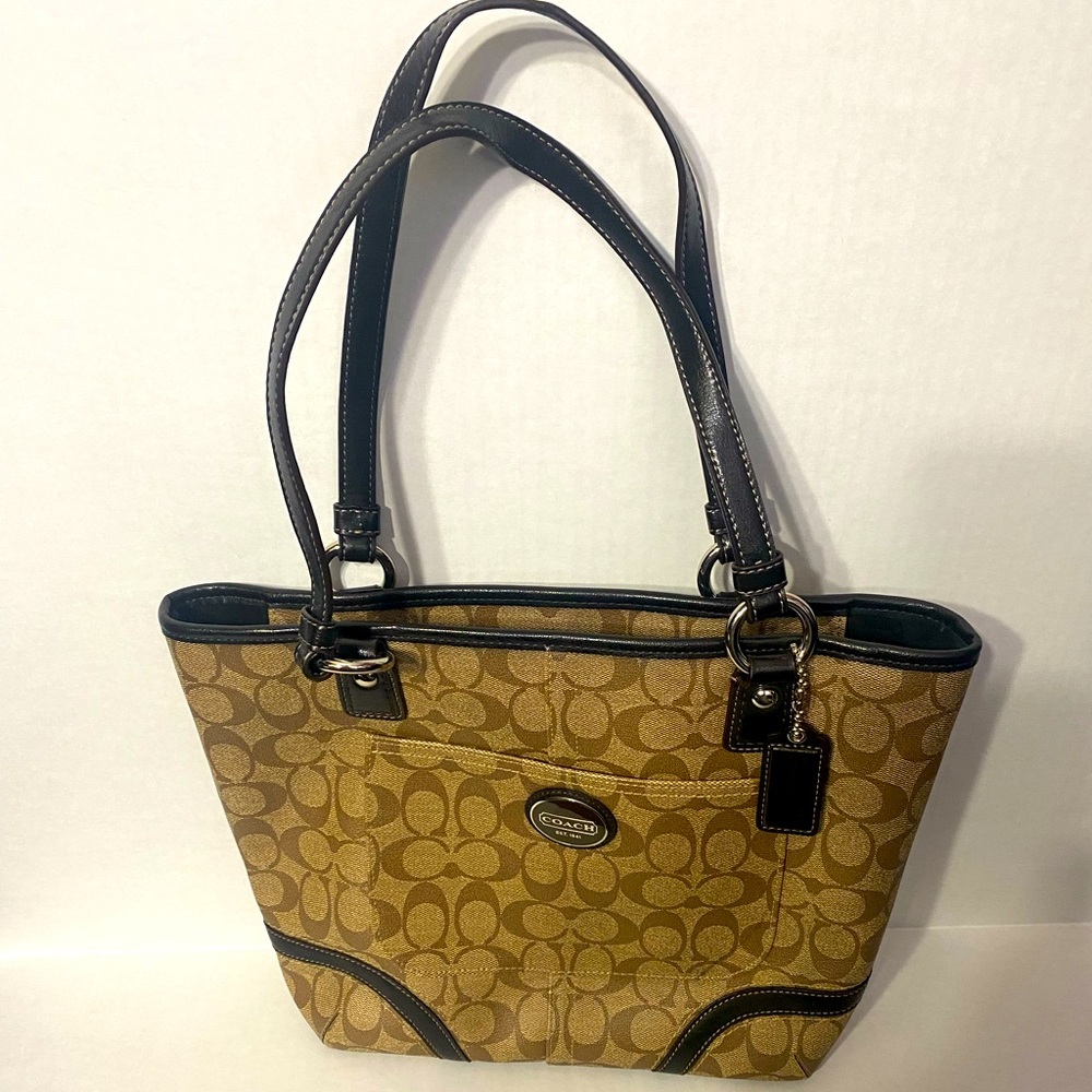 Coach Peyton Kaki Brown Signature Tote